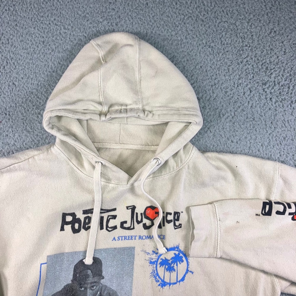 Poetic Justice Hoodie Men XL Cream 2pac Shakur Graphic Hip Hop Grunge Streetwear